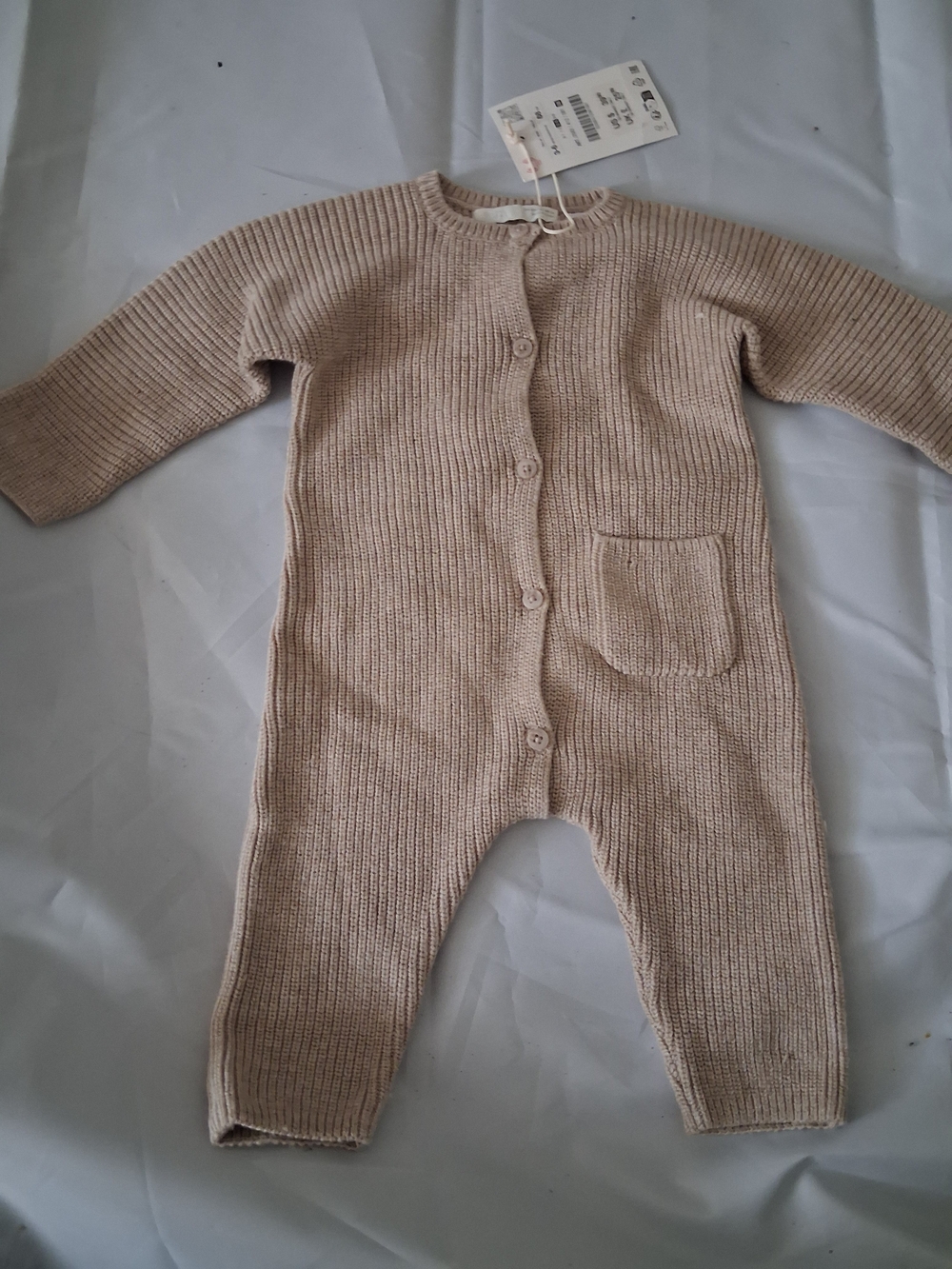 Zara Knit One-Piece Bodysuit in Beige
